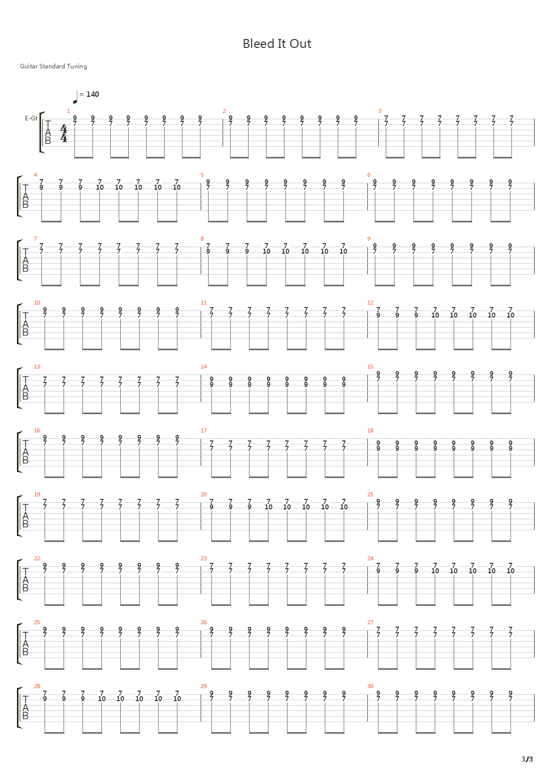 Bleed It Out吉他谱