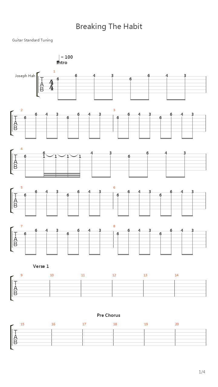 Breaking The Habit吉他谱