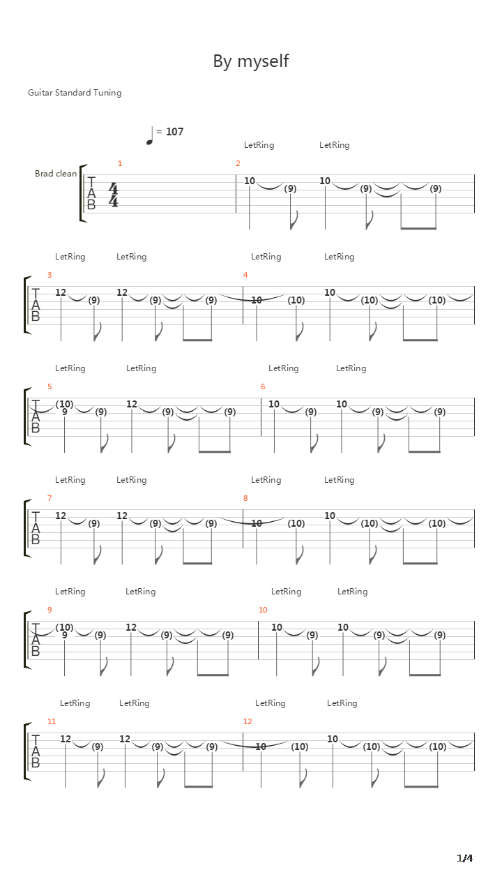 By Myself Live吉他谱