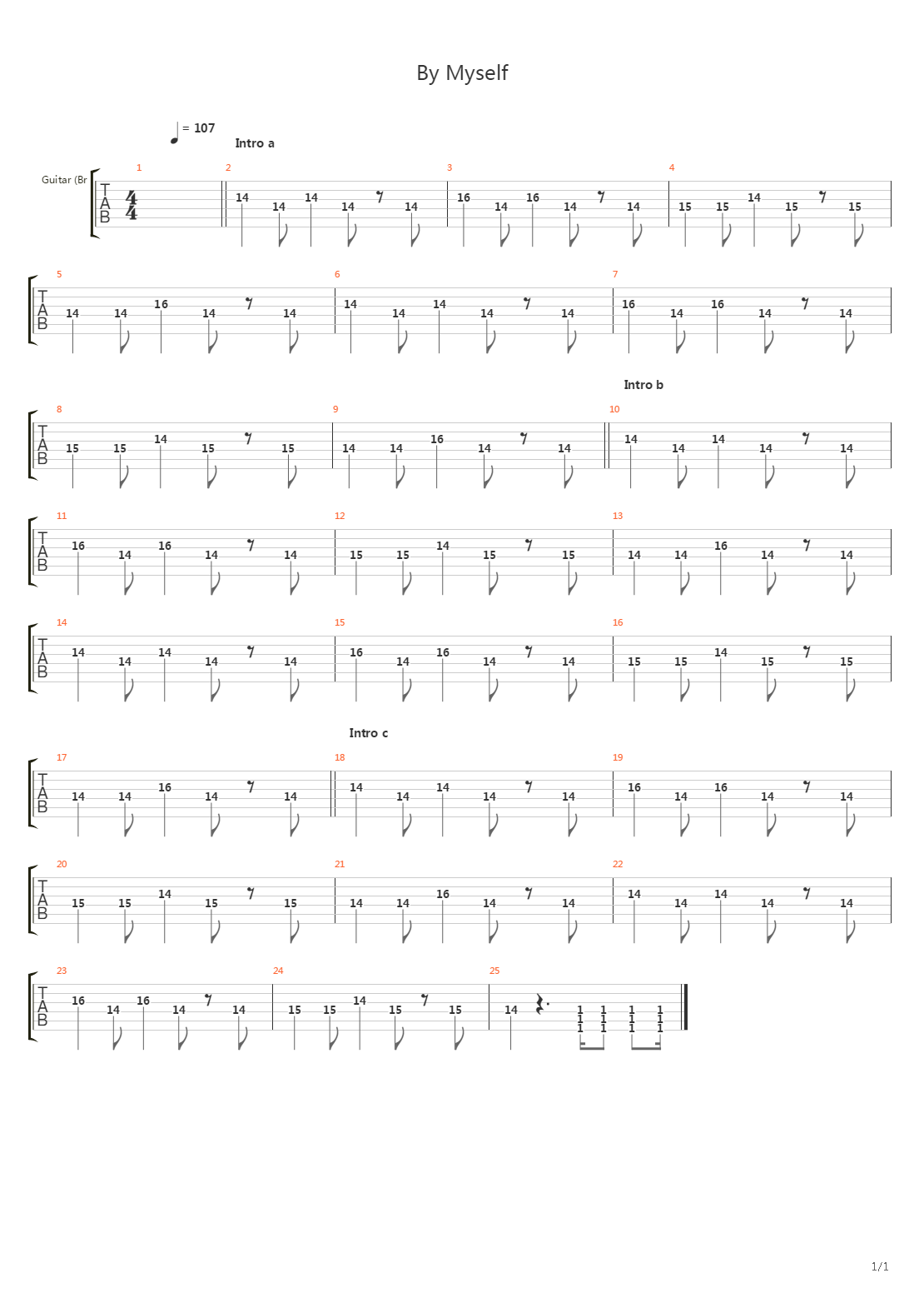 By Myself Live吉他谱