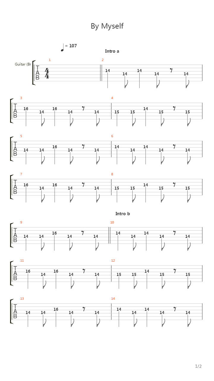 By Myself Live吉他谱