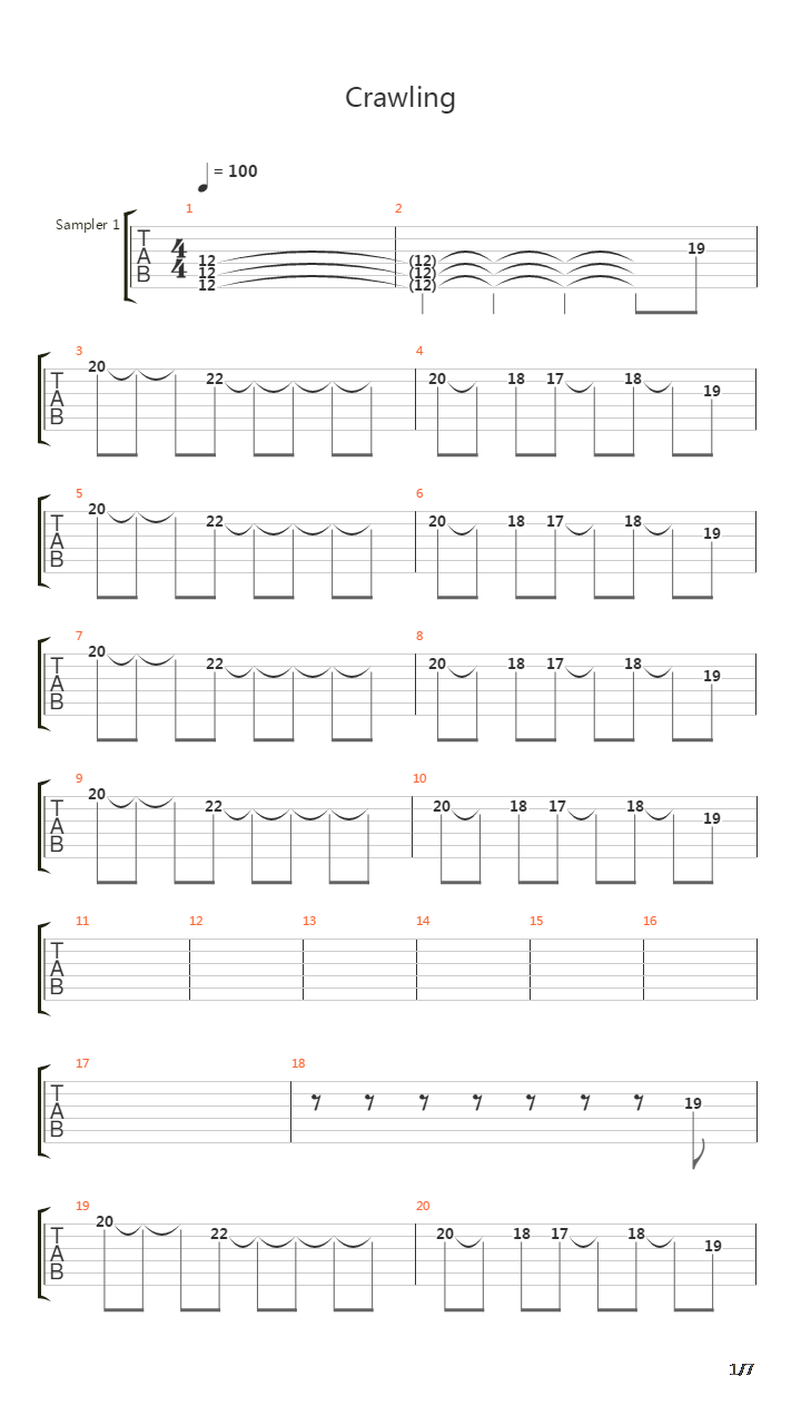 Crawling吉他谱