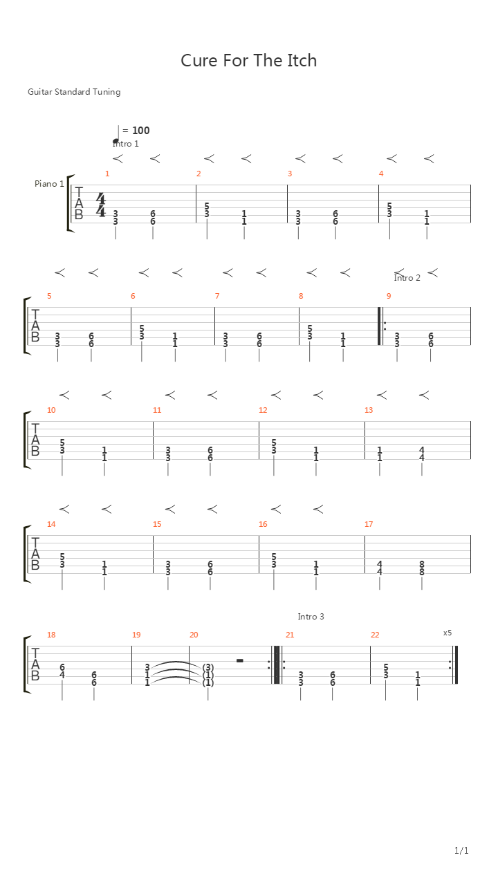 Cure For The Itch吉他谱