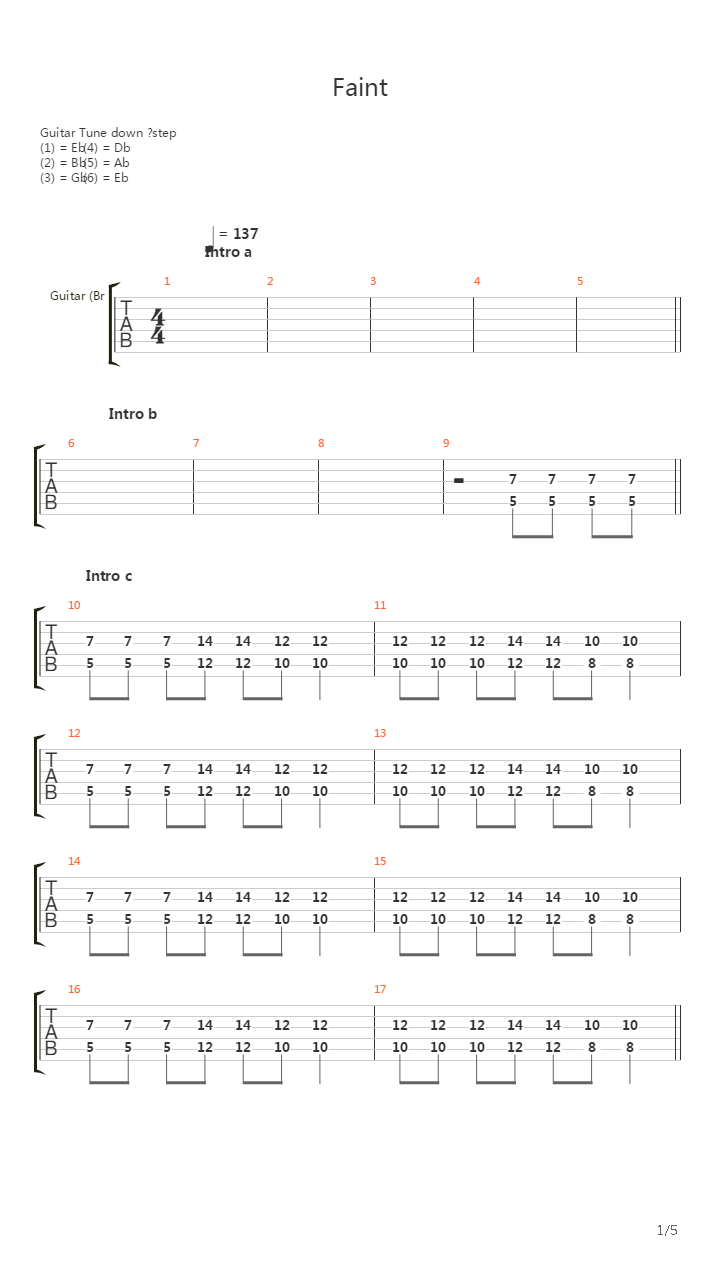 Faint Live吉他谱