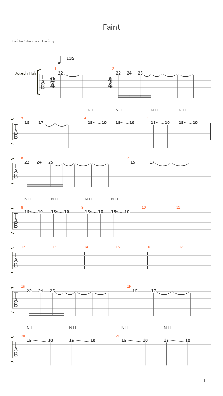 Faint吉他谱