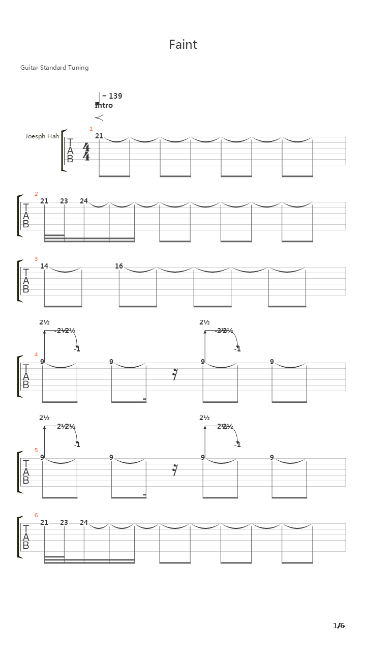 Faint吉他谱