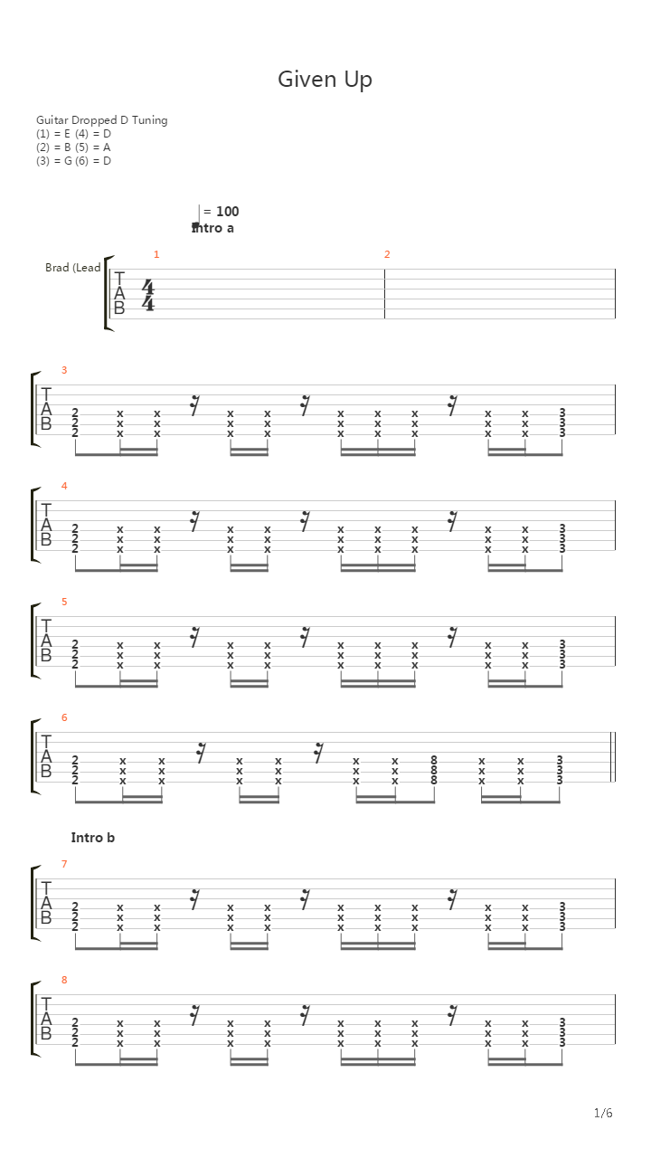 Given Up吉他谱