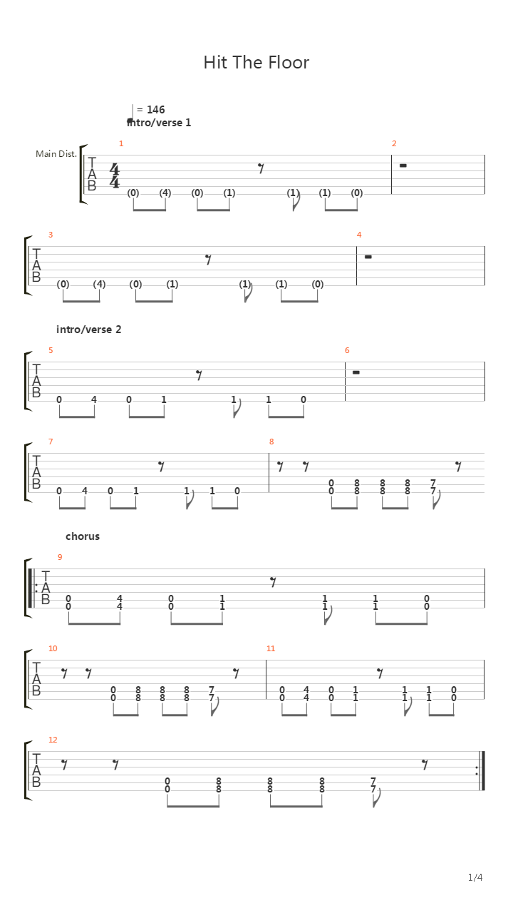 Hit The Floor吉他谱