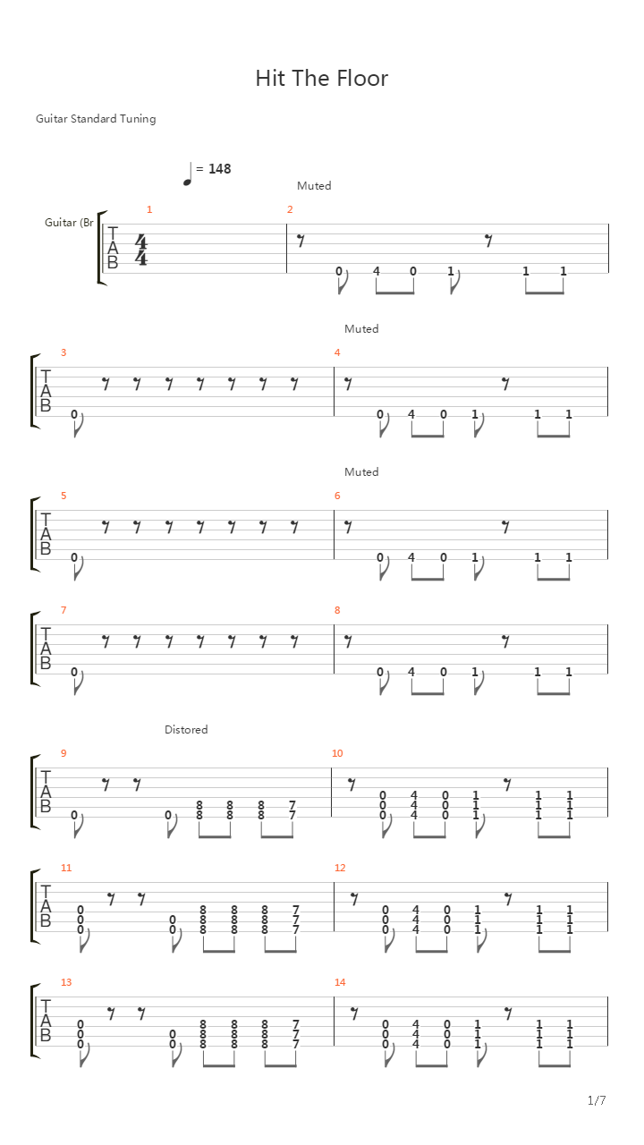 Hit The Floor吉他谱