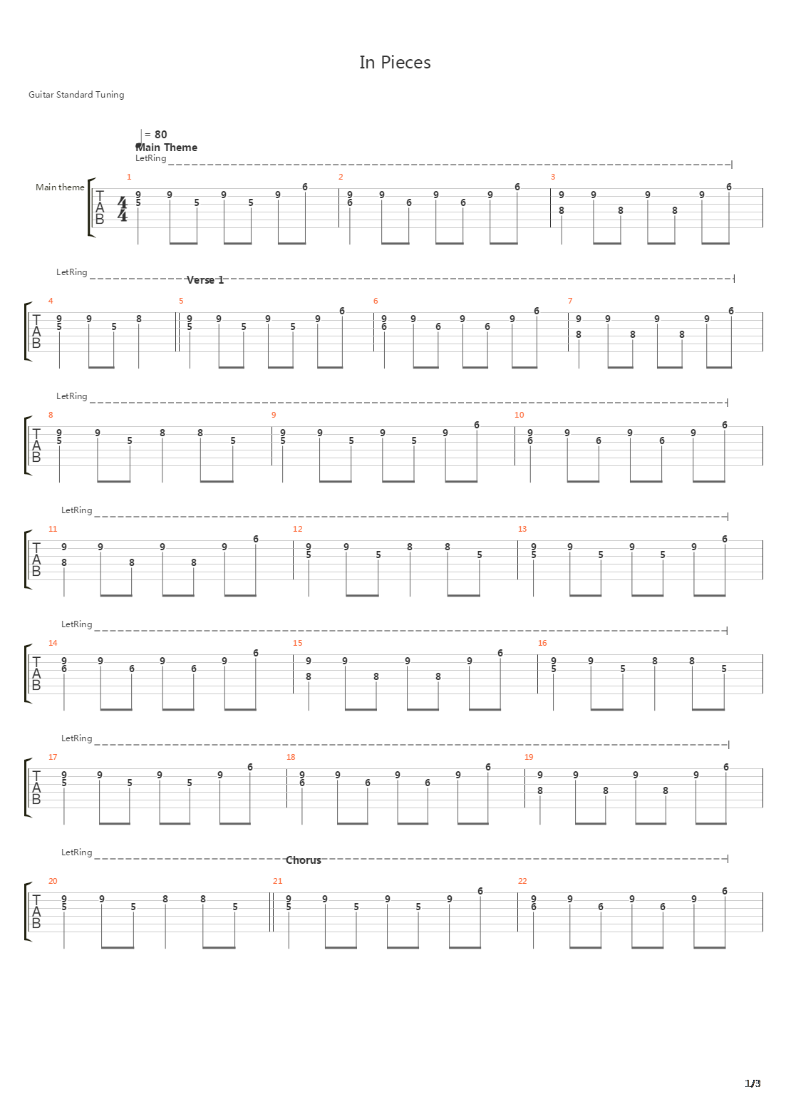 In Pieces吉他谱