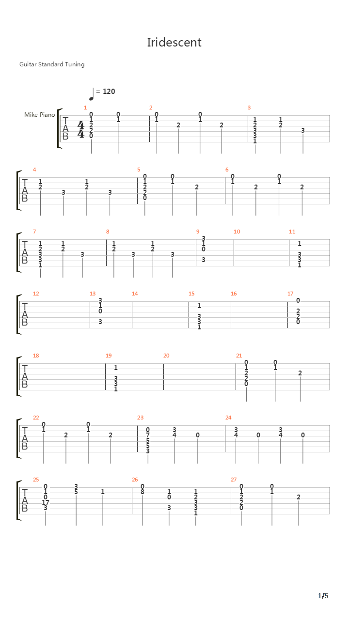 Iridescent吉他谱