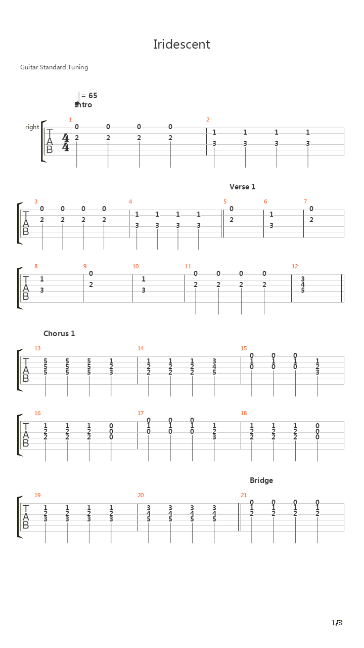 Iridescent吉他谱
