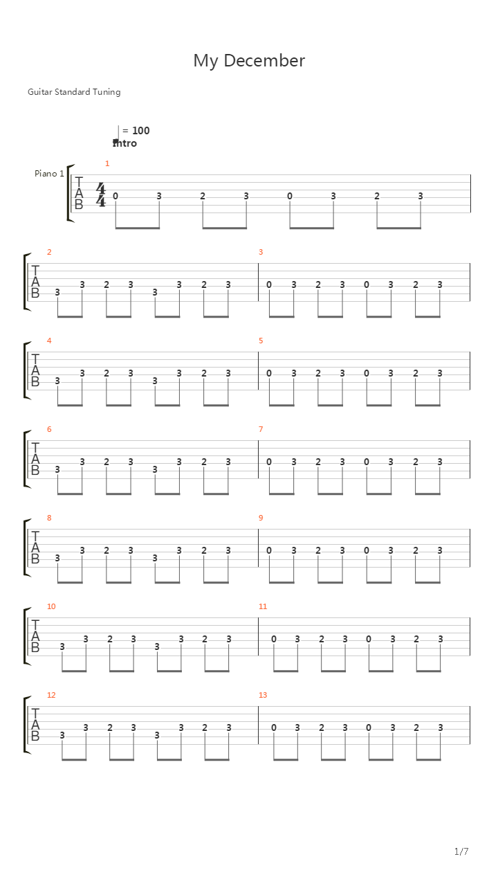 My December吉他谱