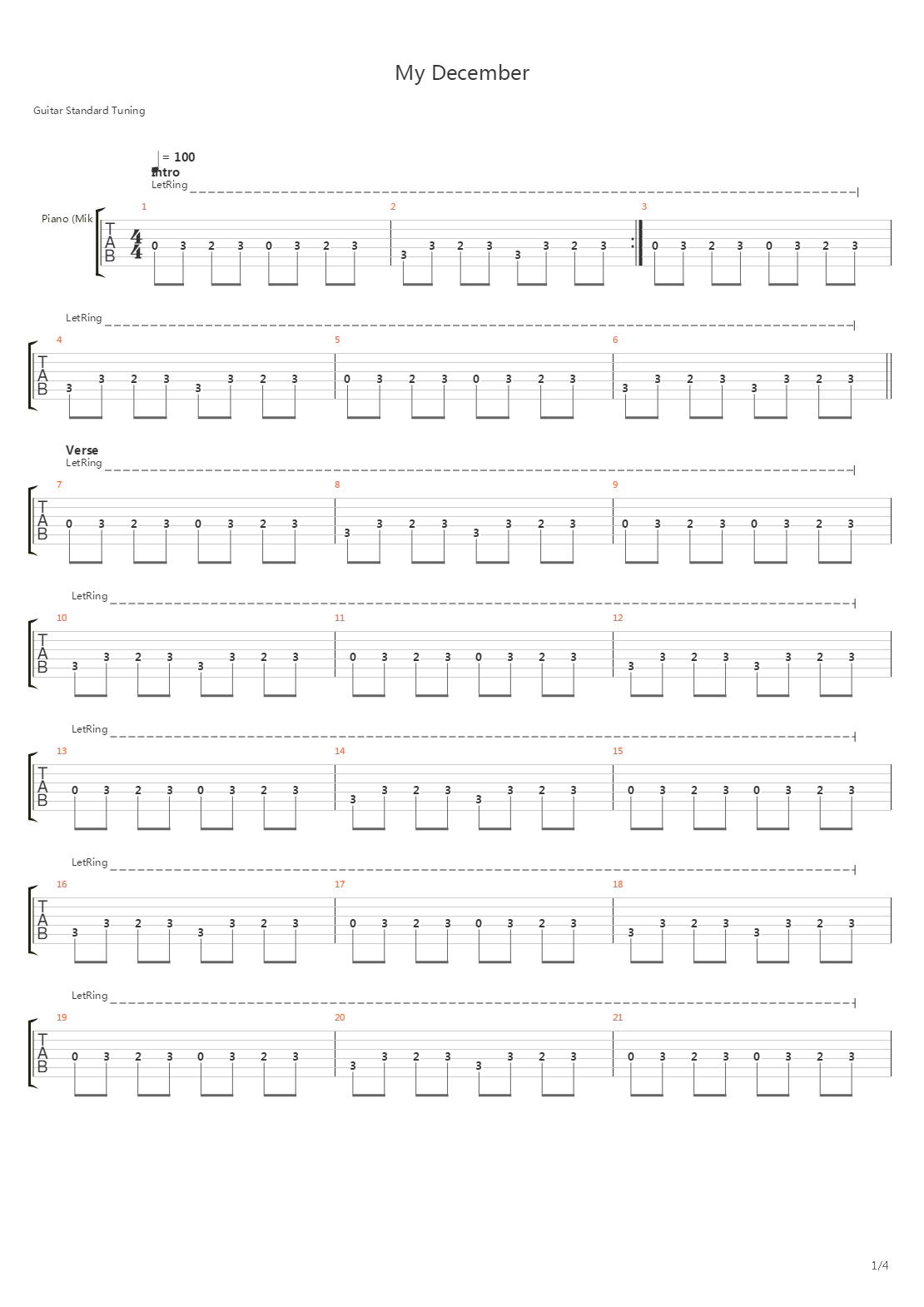 My December吉他谱