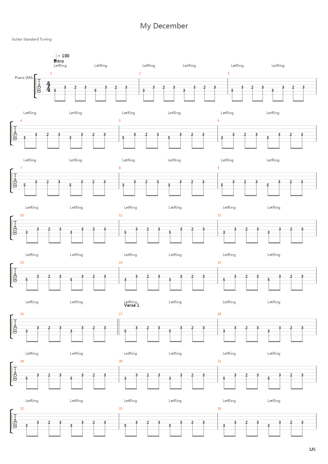 My December吉他谱