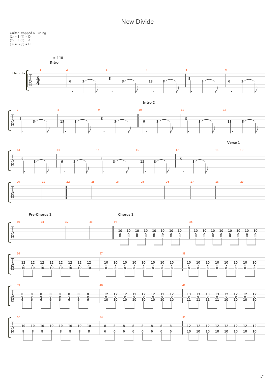 New Divide吉他谱