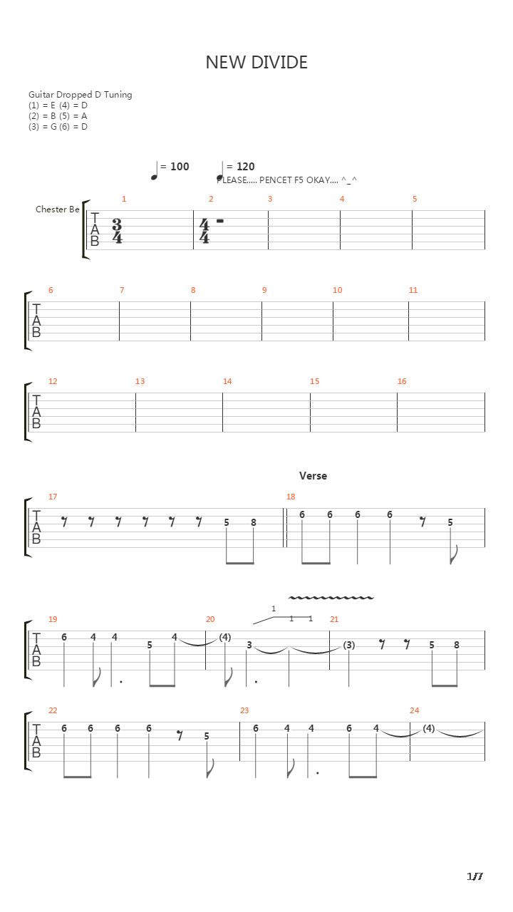 New Divide吉他谱