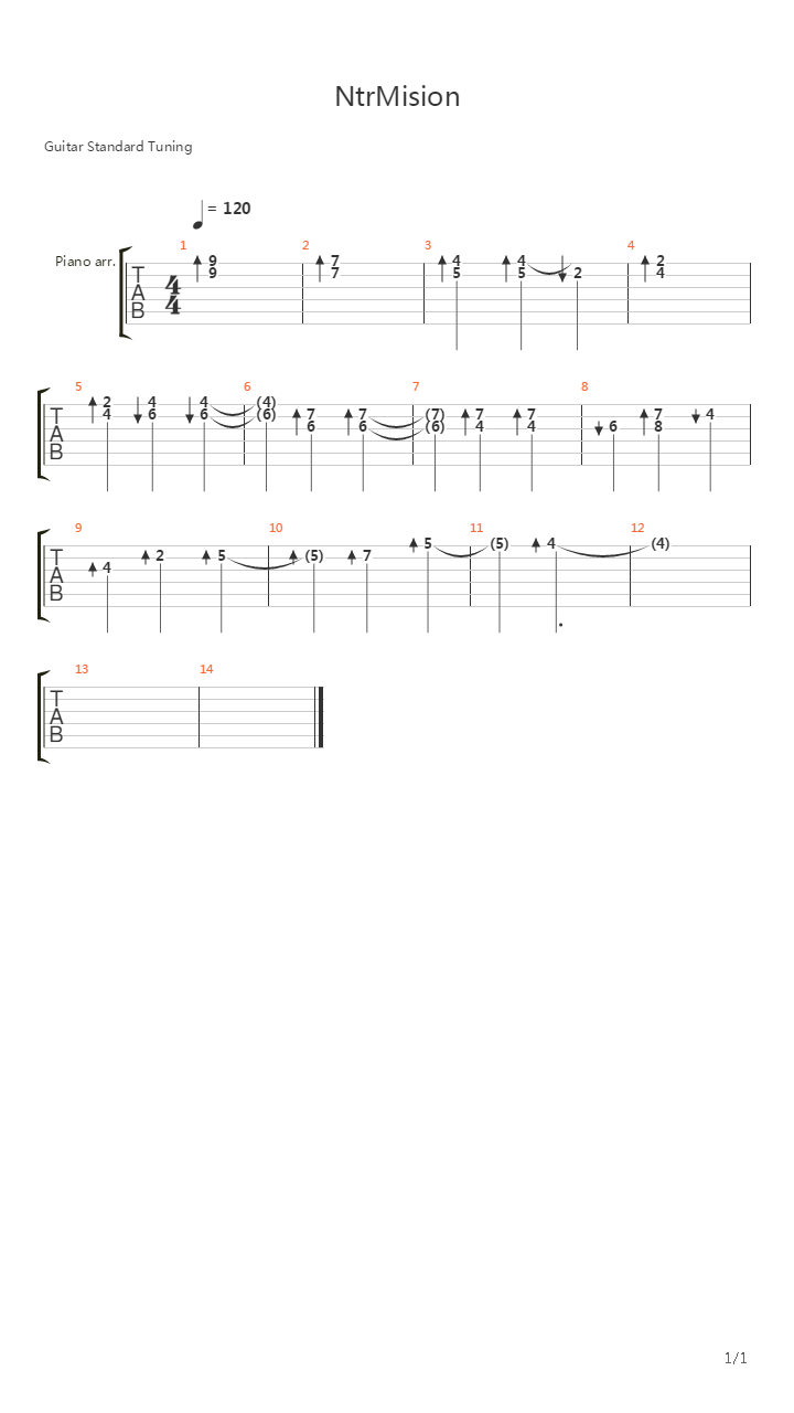 Ntr Mission吉他谱