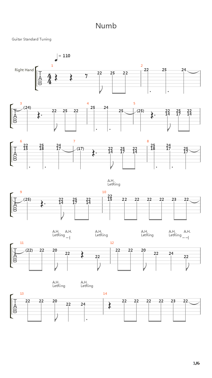 Numb吉他谱