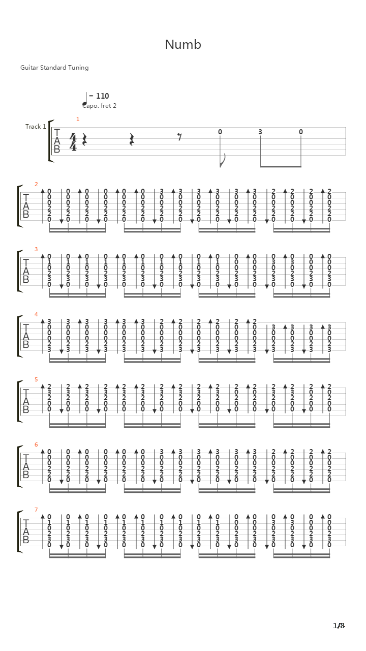 Numb吉他谱