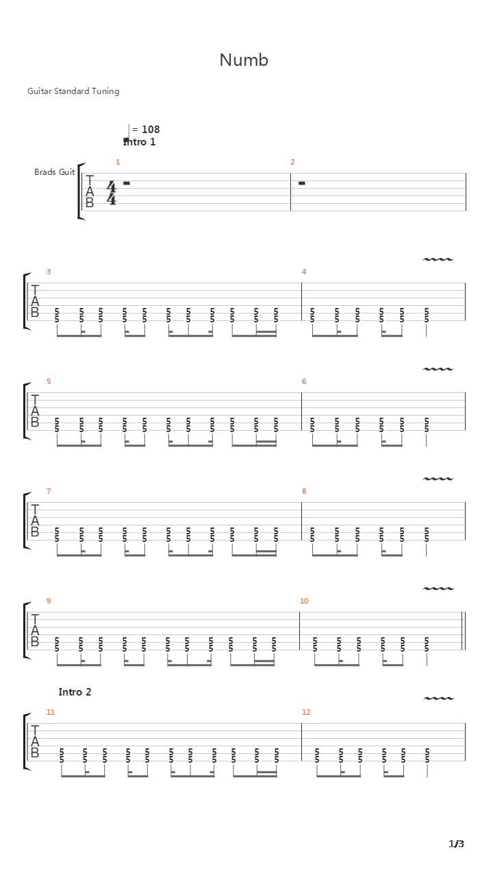 Numb吉他谱