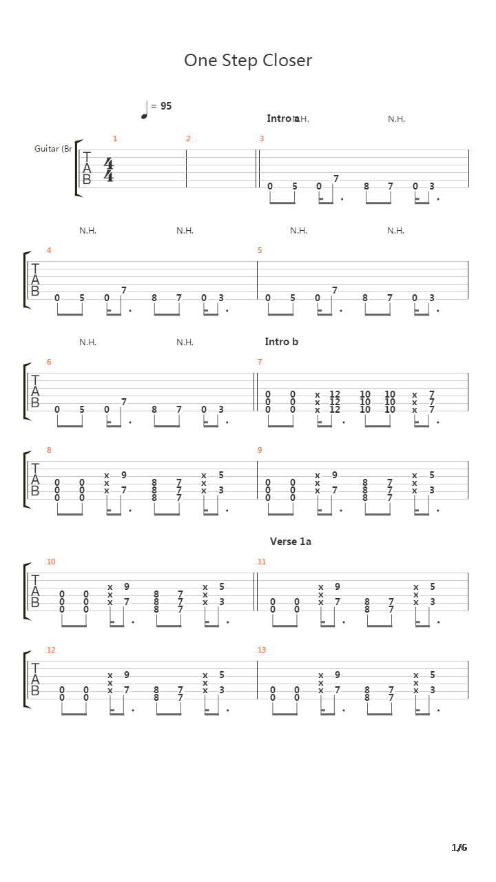 One Step Closer Live吉他谱