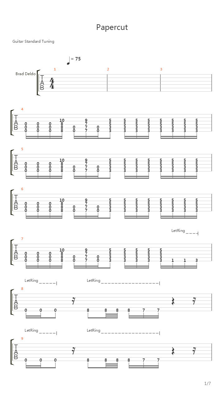 Papercut吉他谱