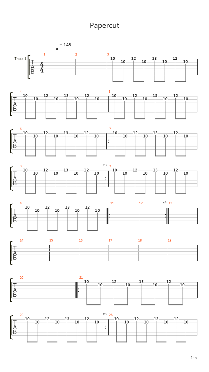 Papercut吉他谱