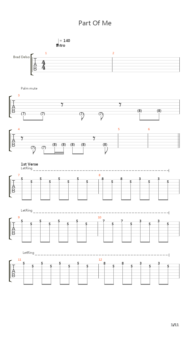Part Of Me吉他谱
