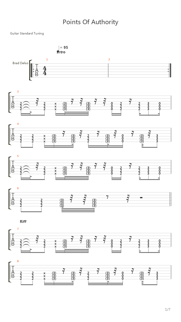 Points Of Authority吉他谱