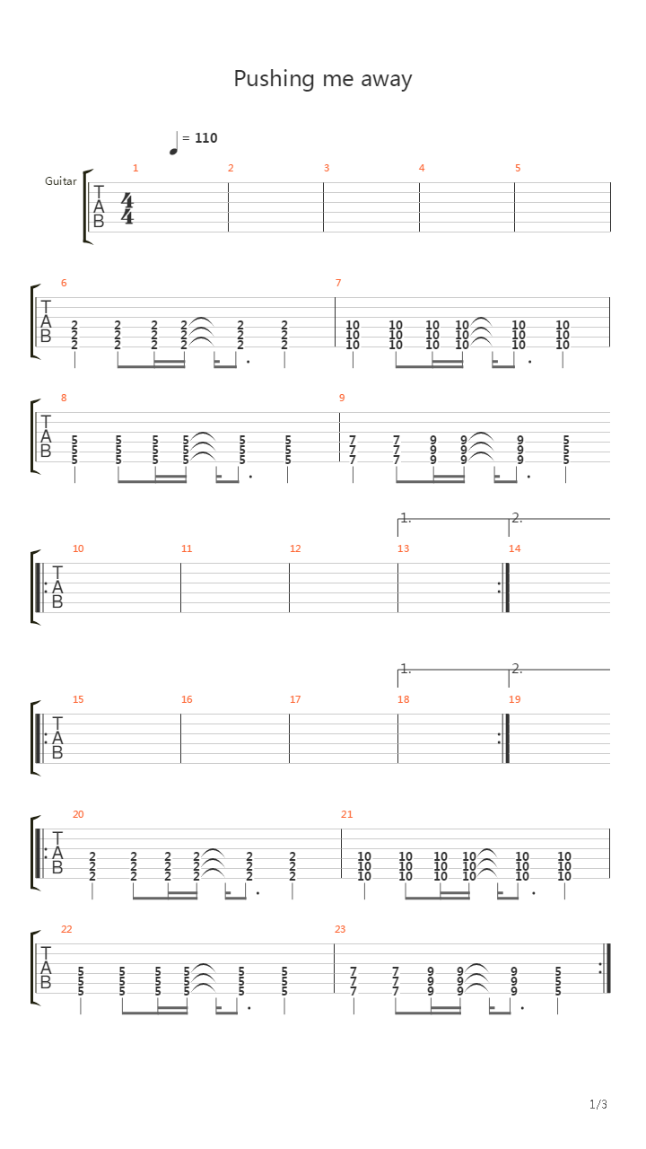 Pushing Me Away吉他谱