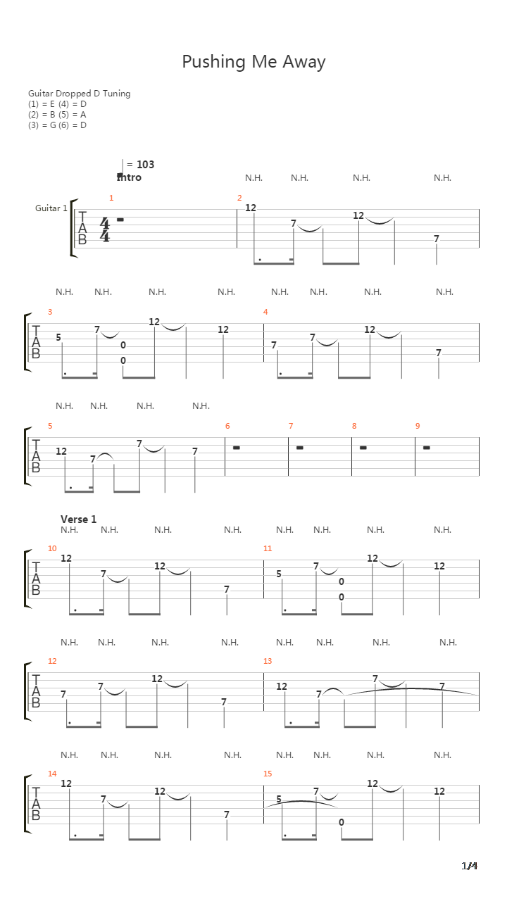 Pushing Me Away吉他谱