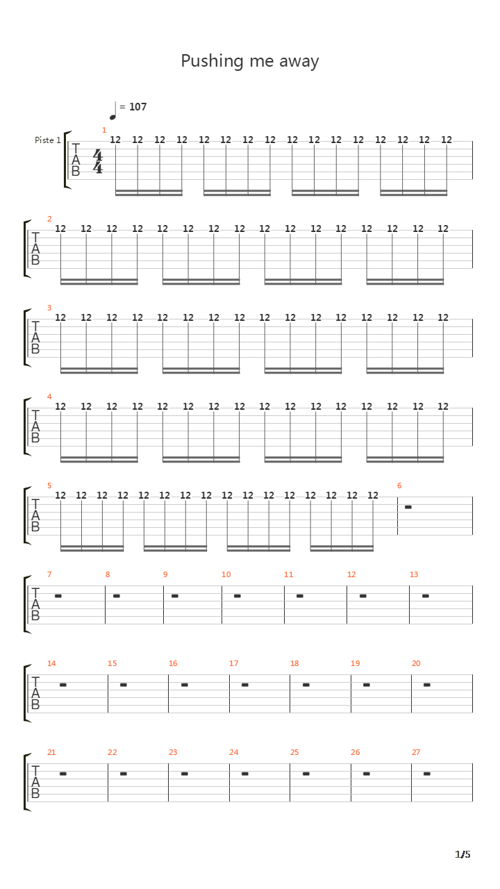 Pushing Me Away吉他谱