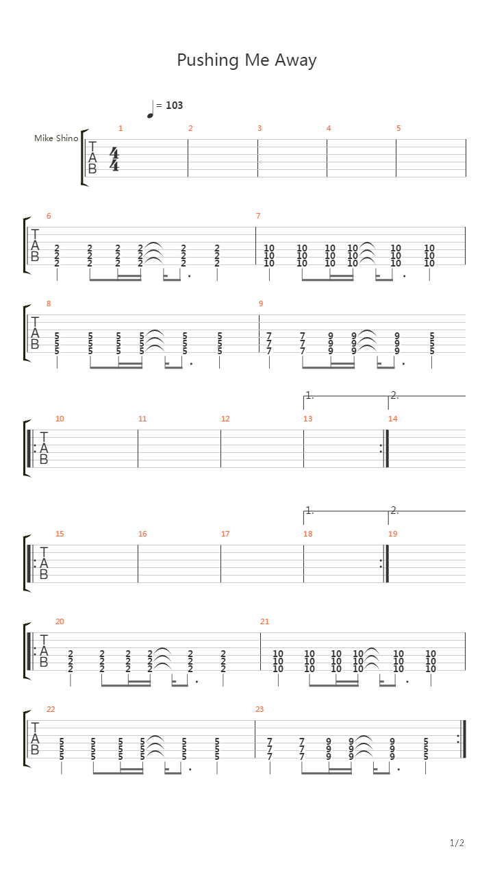 Pushing Me Away吉他谱