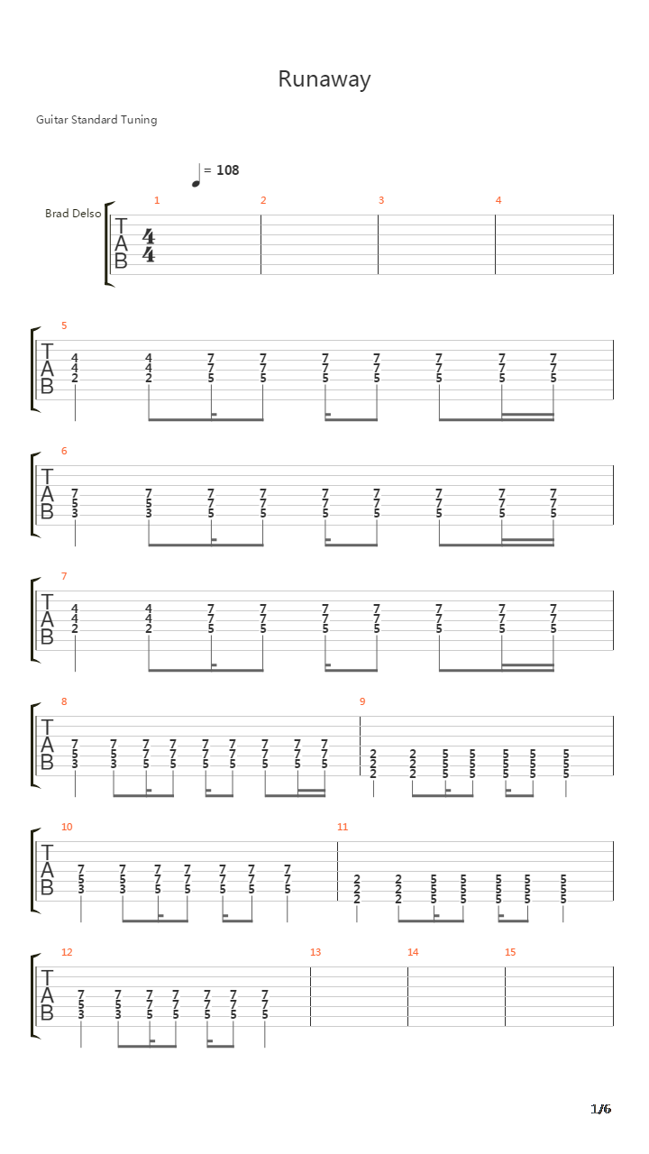 Runaway吉他谱