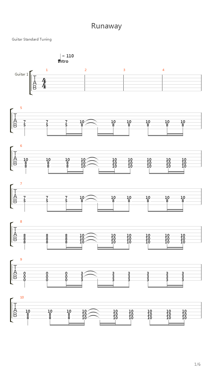 Runaway吉他谱