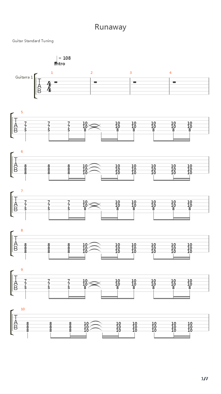 Runaway吉他谱
