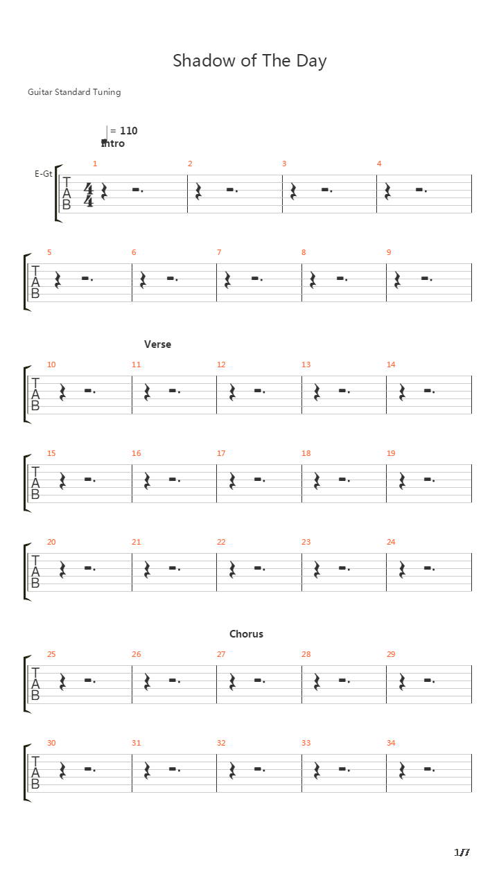 Shadow Of The Day吉他谱