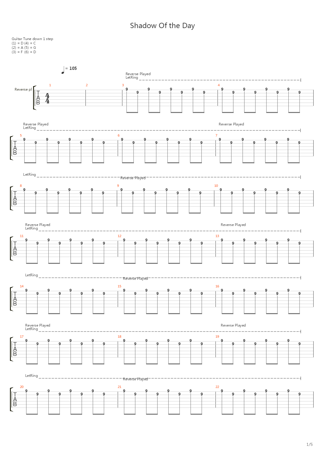 Shadow Of The Day吉他谱