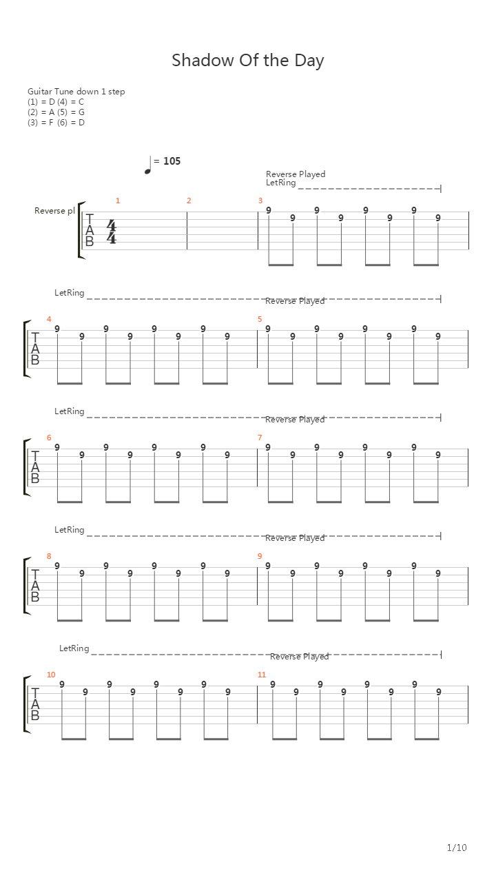 Shadow Of The Day吉他谱