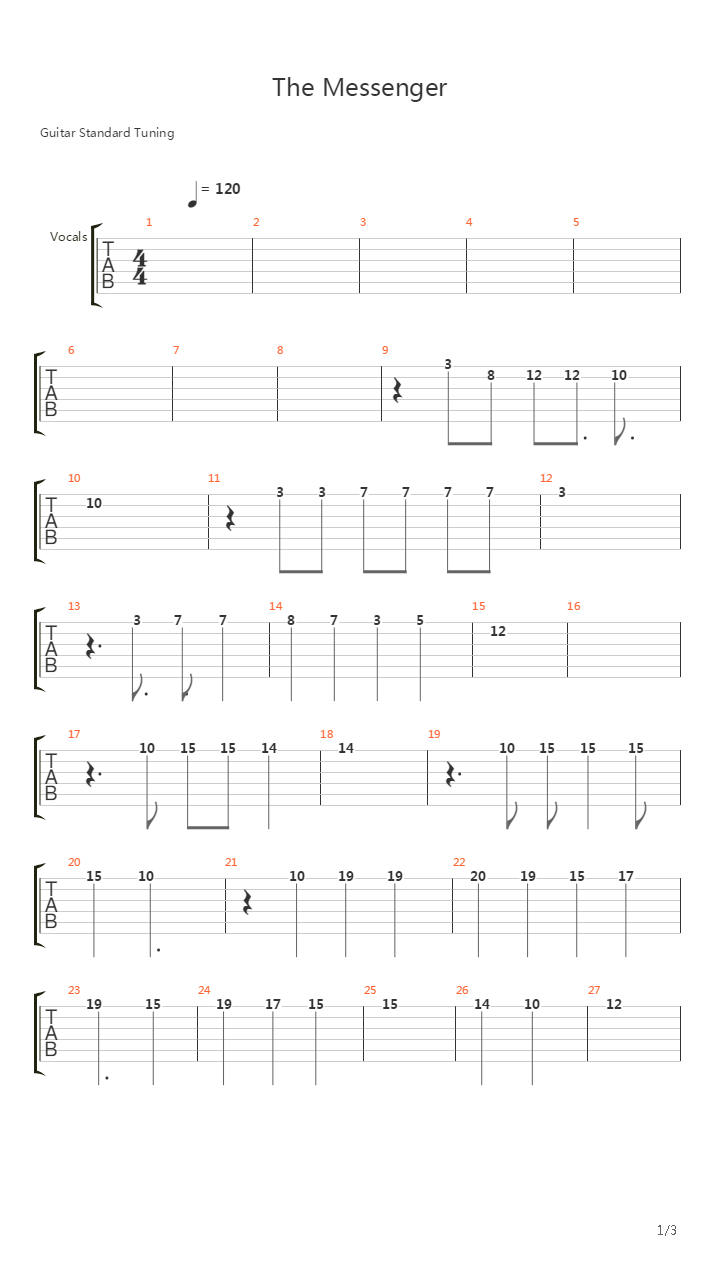 The Messenger吉他谱