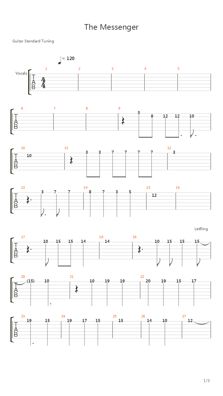 The Messenger吉他谱