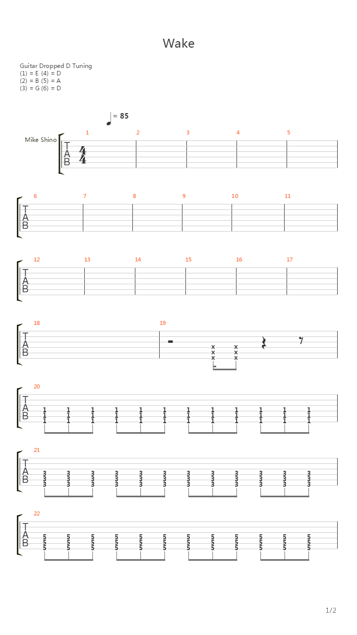 Wake吉他谱