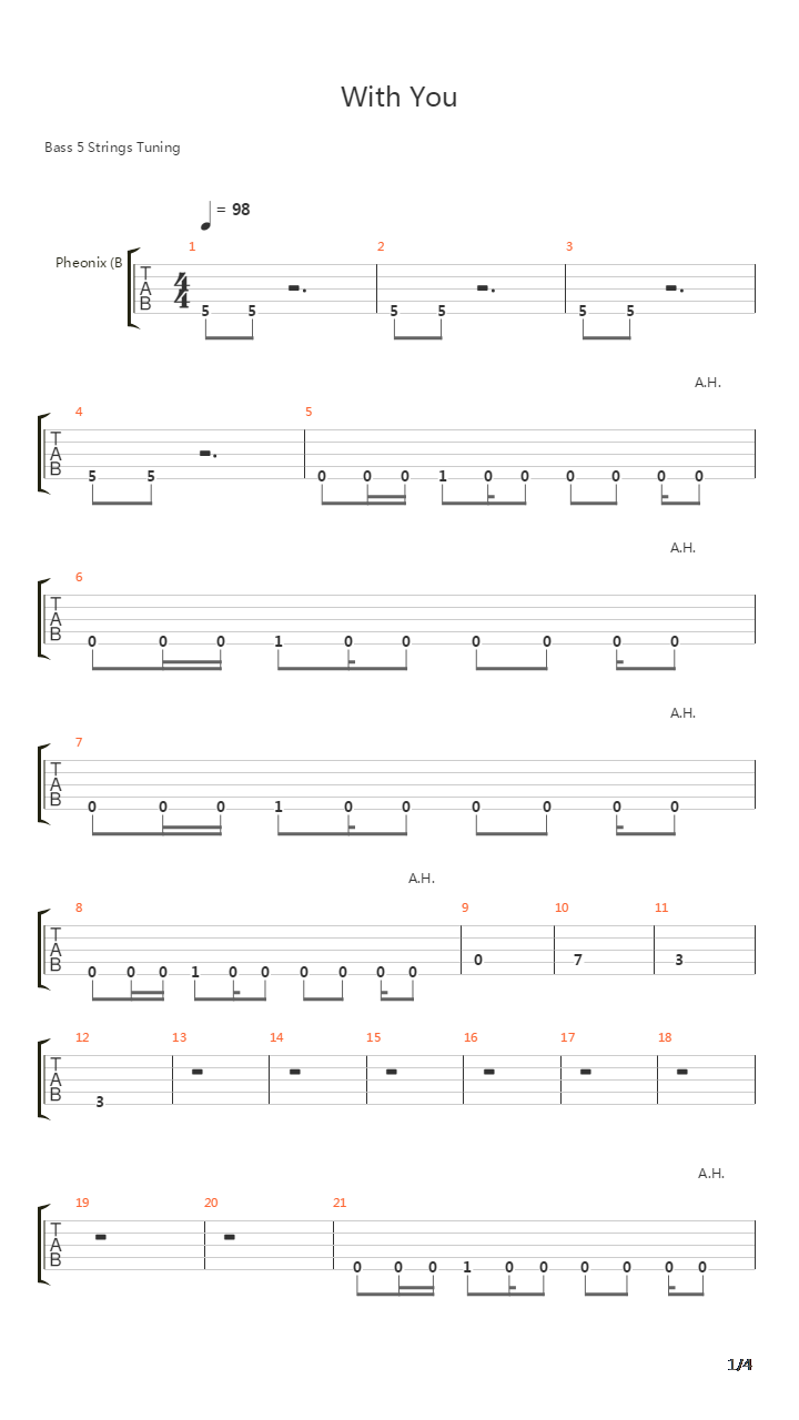 With You吉他谱