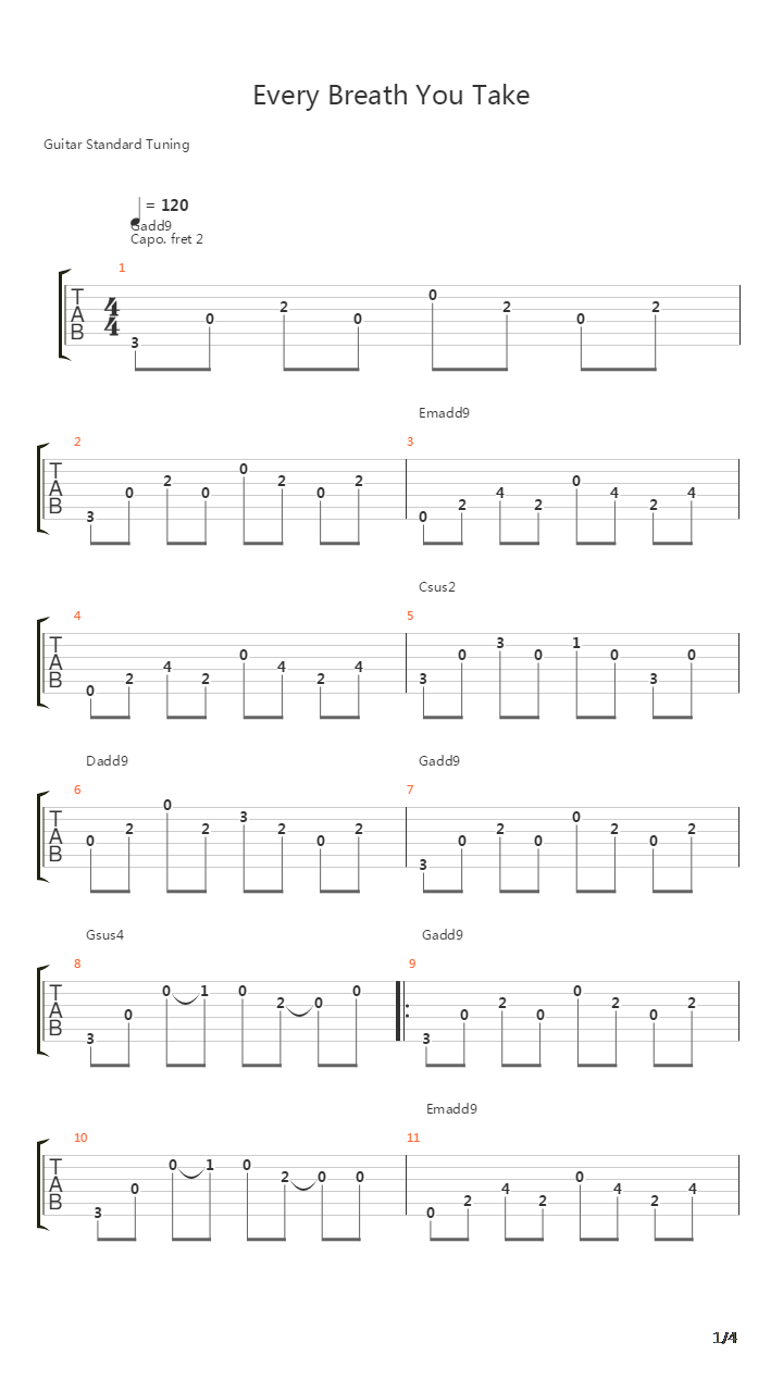 Every Breath You Take吉他谱