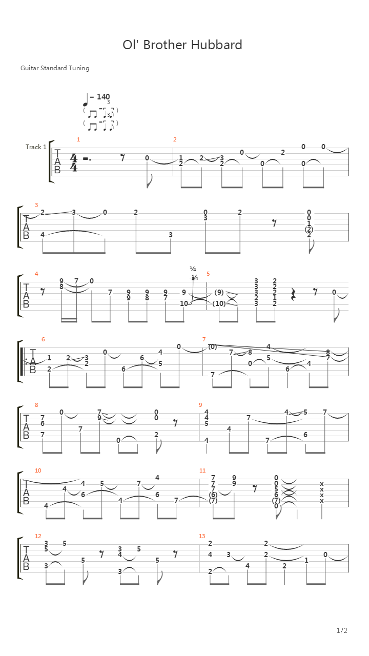 Ol Brother Hubbard吉他谱