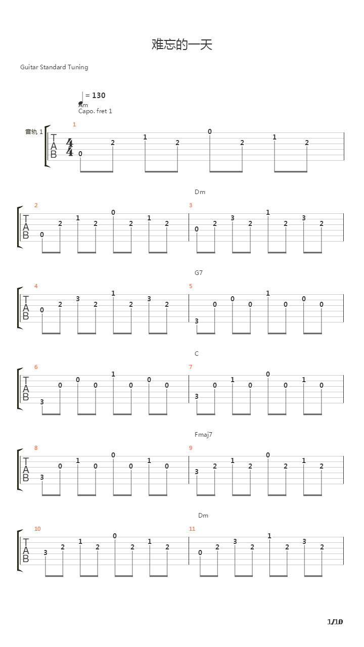 难忘的一天吉他谱