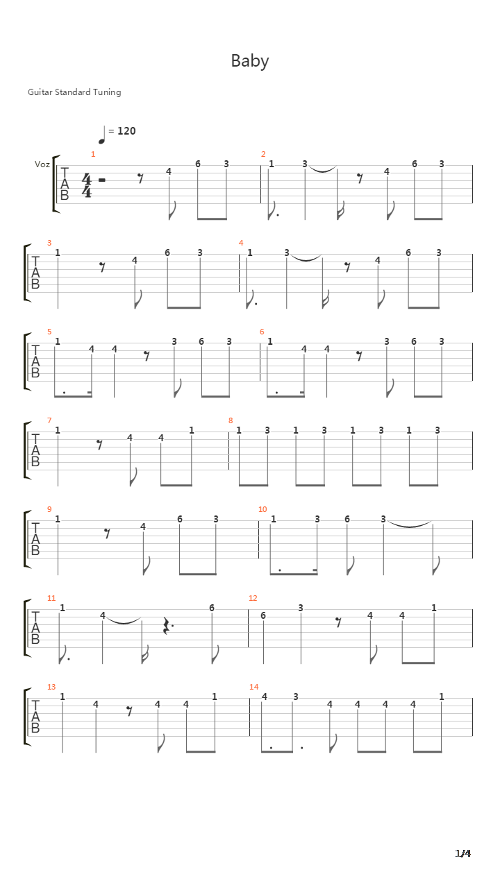 Baby吉他谱