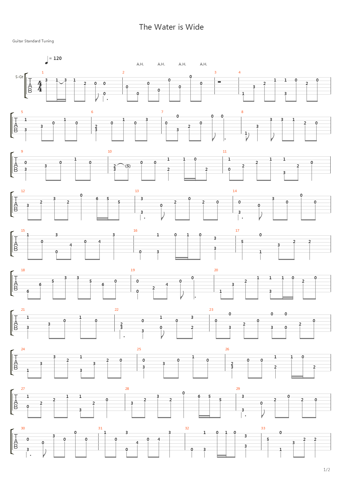 The Water Is Wide吉他谱