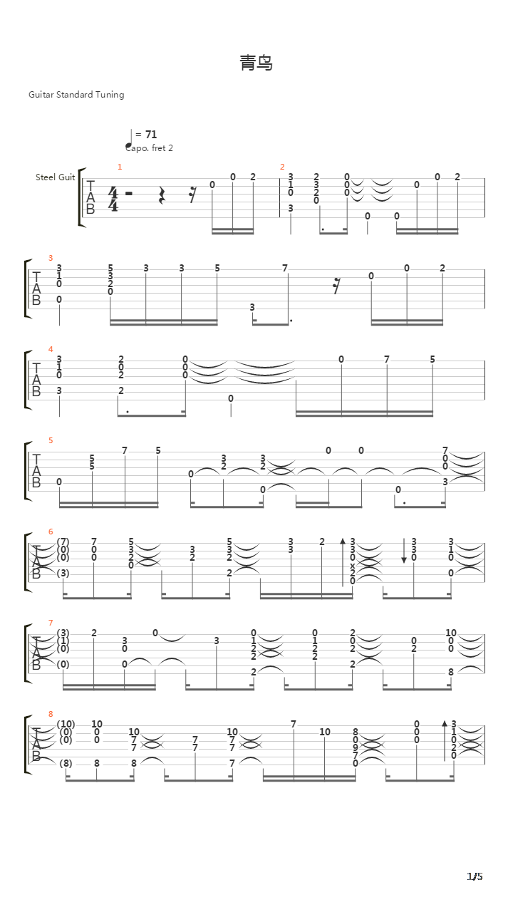 青鸟吉他谱